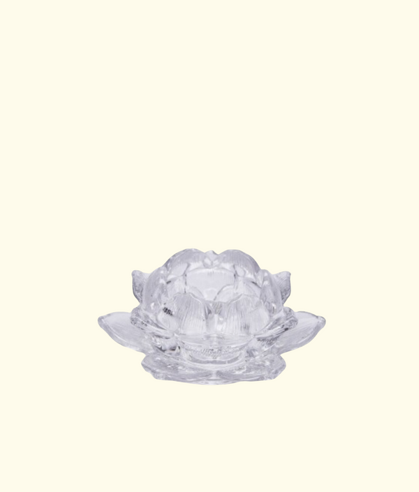 Floral Glass Candle Holder, Clear