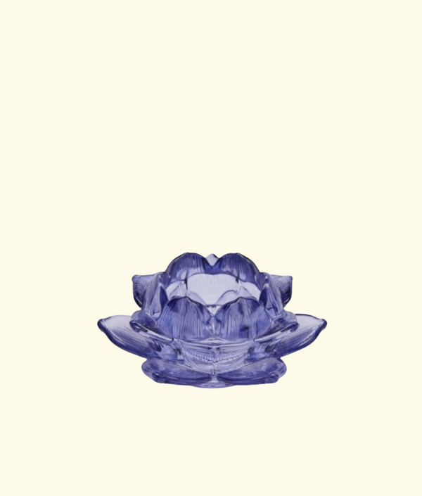 Floral Glass Candle Holder, Blue