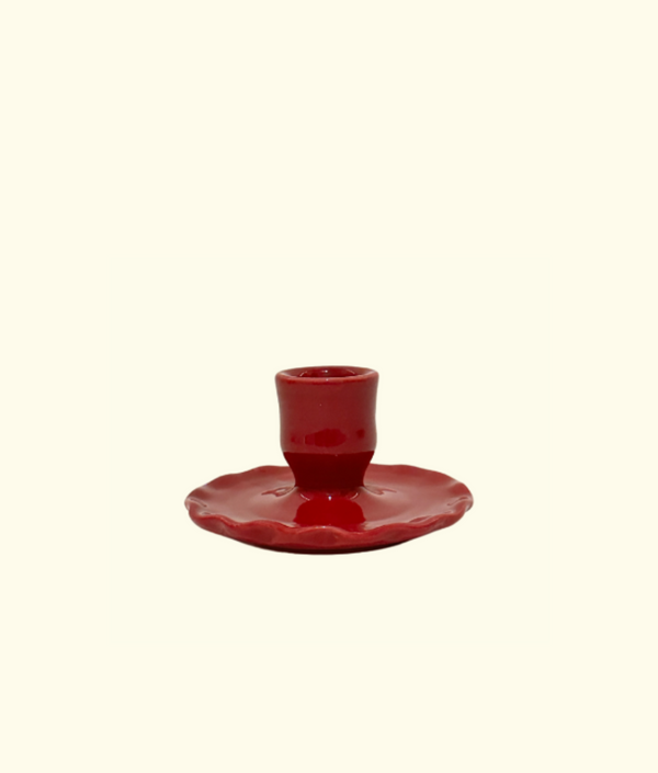 Frill Candleholder, Crimson