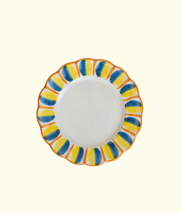 Italian Scallop Dinner Plate, Blue / Marigold