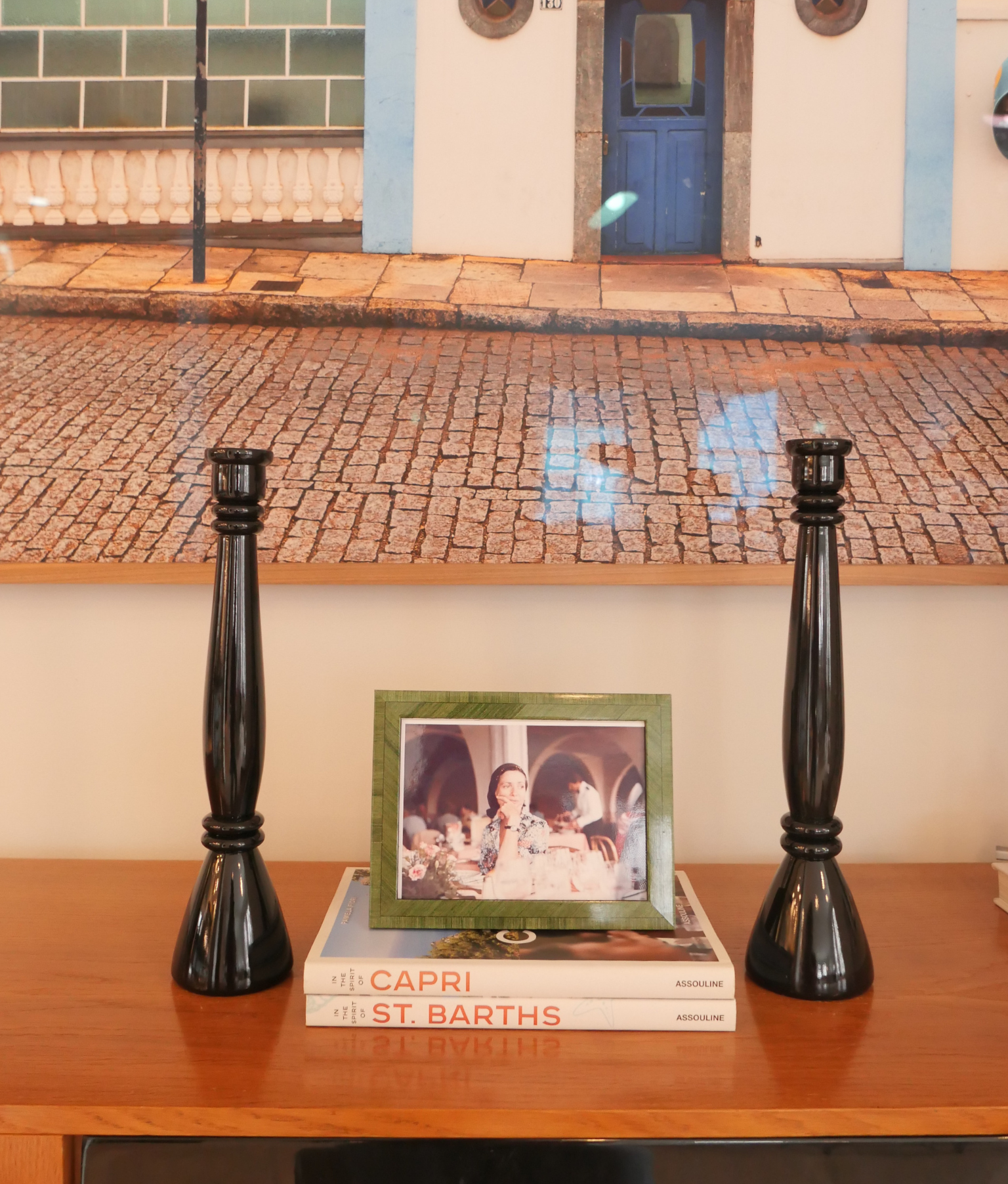 Roma Lacquered Candle Holder Set, Black