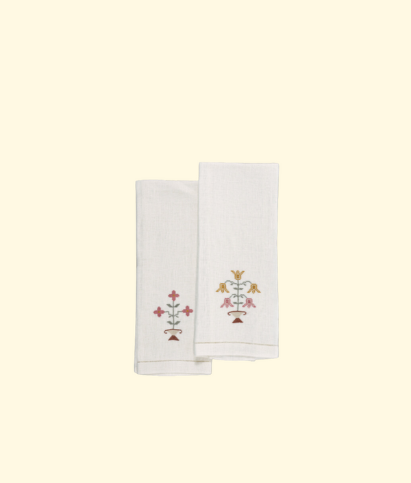 Ottoman Vase Guest Towels, Rosewood