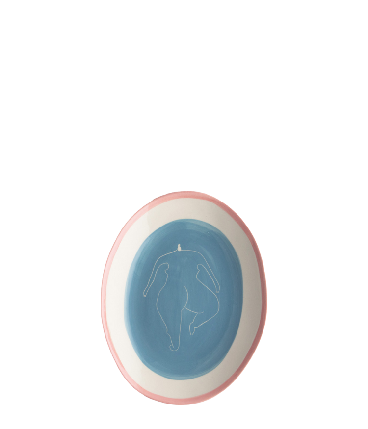 Oval Plate, Blue Woman