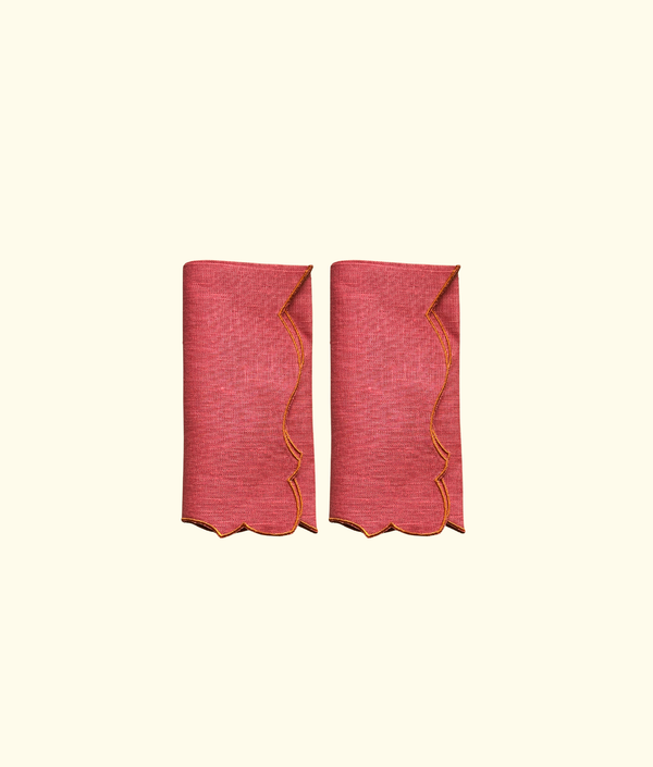 Angelina Linen Napkins, Cassis / Orange