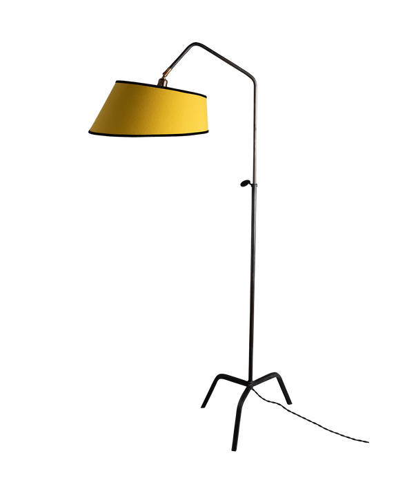 Luna Standing Lamp, Yellow Linen / Black Trim